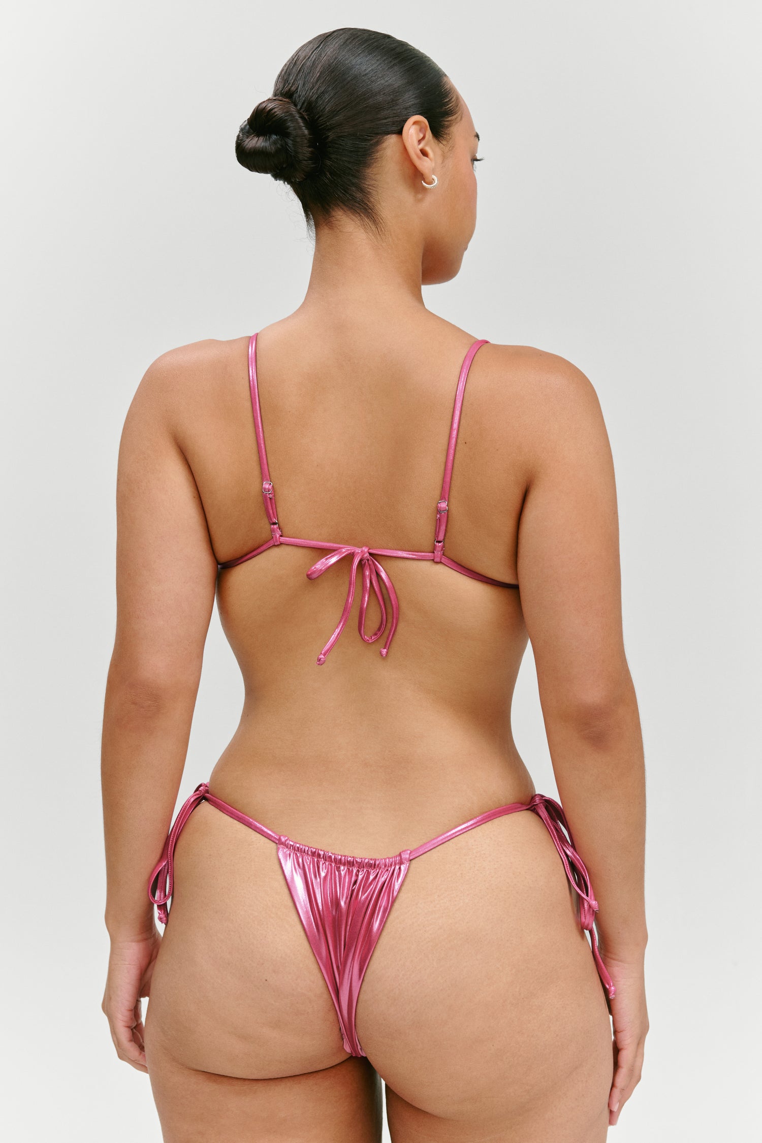 x KHY Elena Micro Metallic Bikini Top  Pink Chrome
