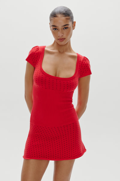 Eliza Knit Mini Dress - Cranberry Eliza Knit Mini Dress - Cranberry