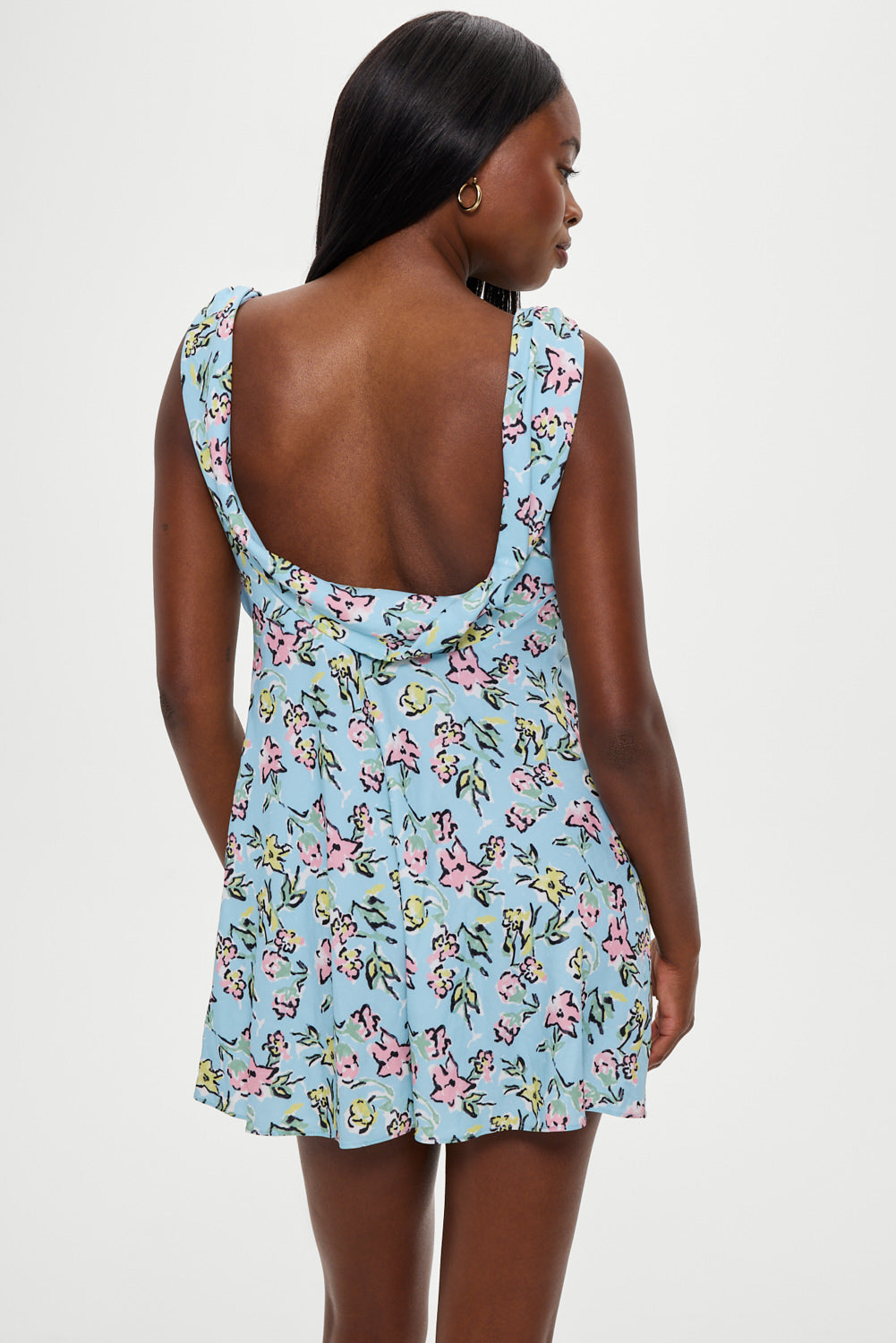 Emilia Satin Floral Mini Dress  Pastel Peony