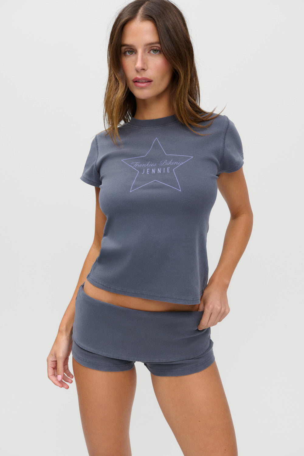 x JENNIE Eva Cotton Mini Shorts  Comet