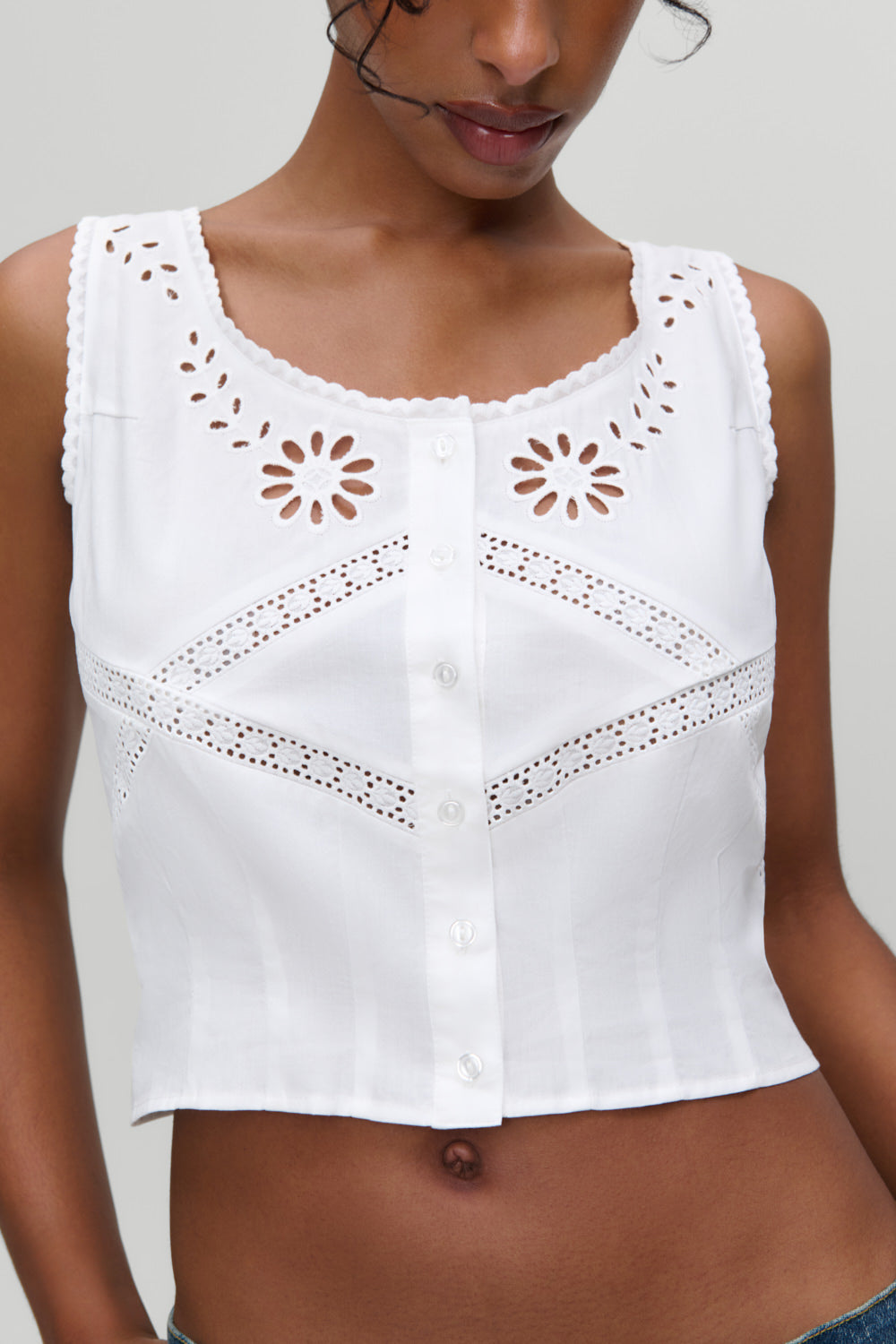 x Devon Lee Carlson Ever Cotton Sleeveless Blouse  Fluff