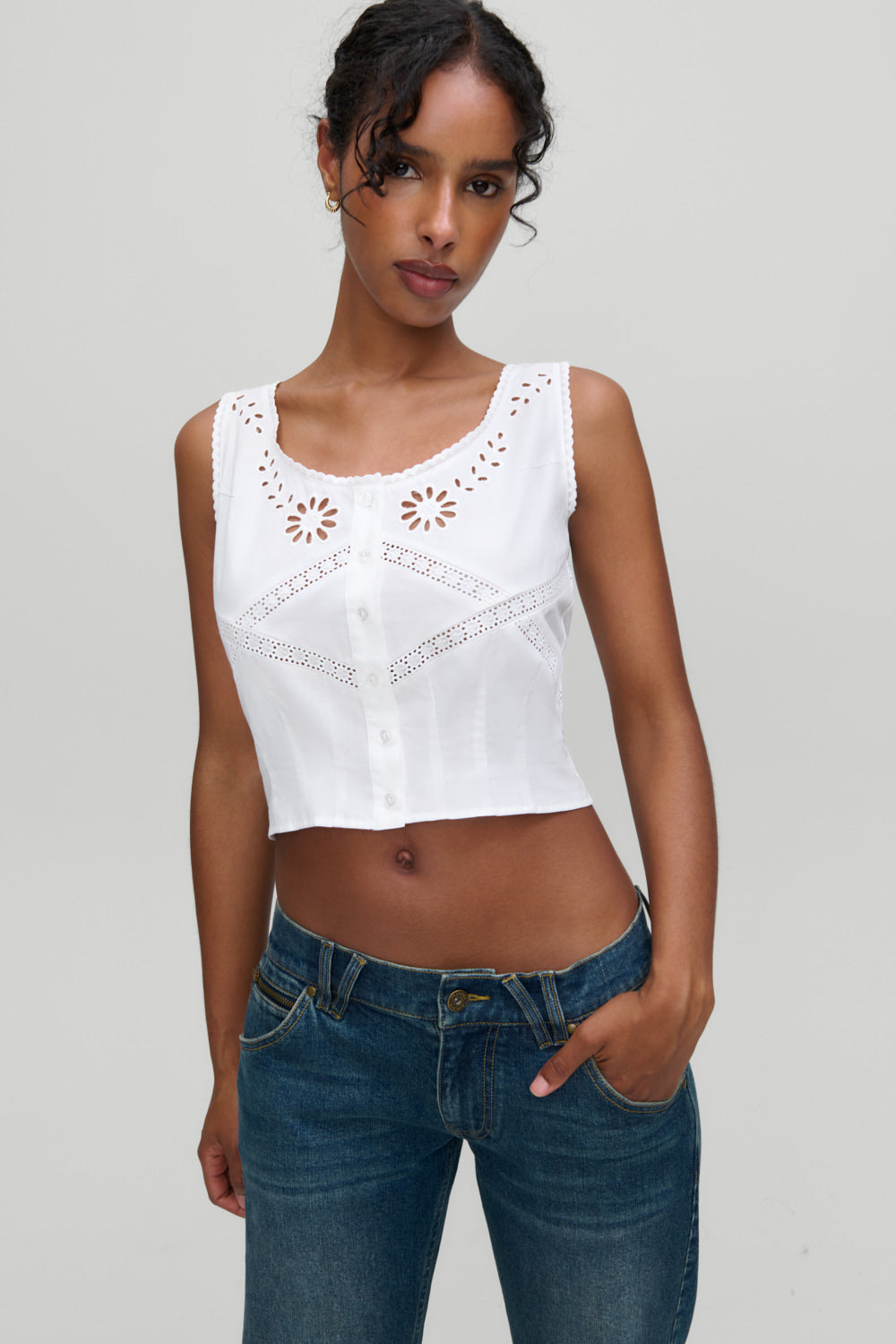 x Devon Lee Carlson Ever Cotton Sleeveless Blouse  Fluff