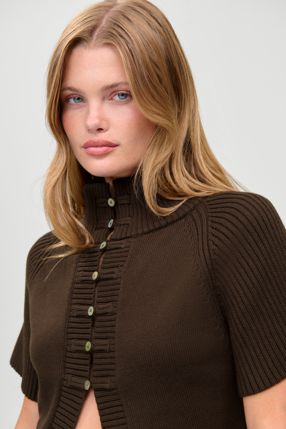 Everett Knit Cotton Cape  Chocolate Brown
