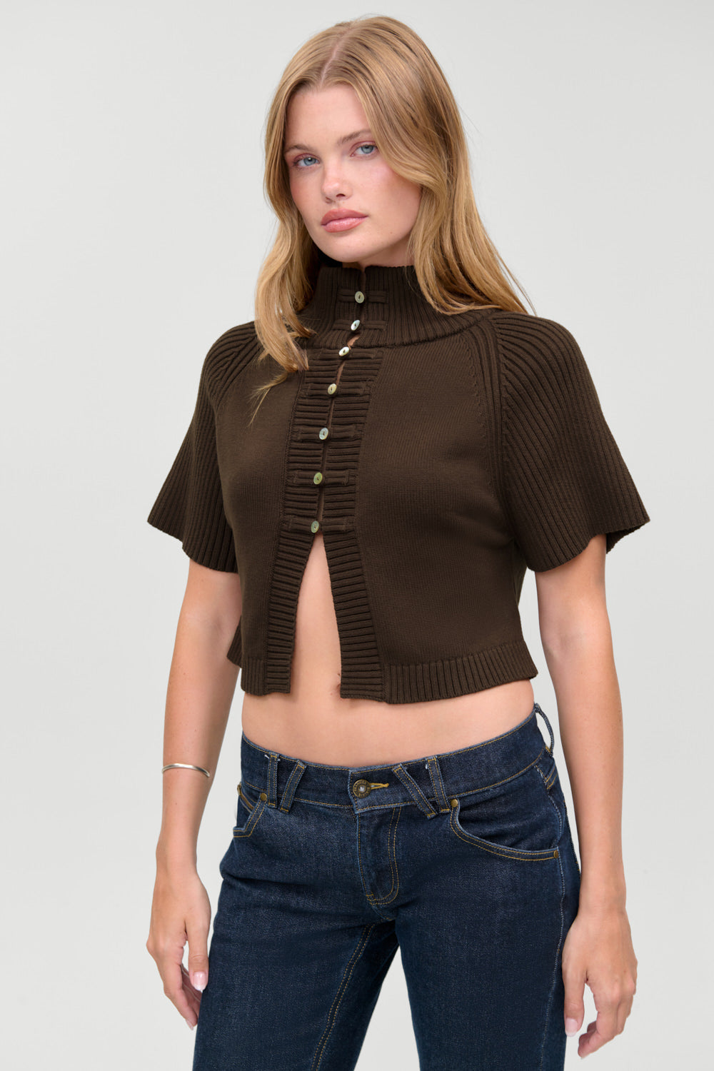 Everett Knit Cotton Cape  Chocolate Brown