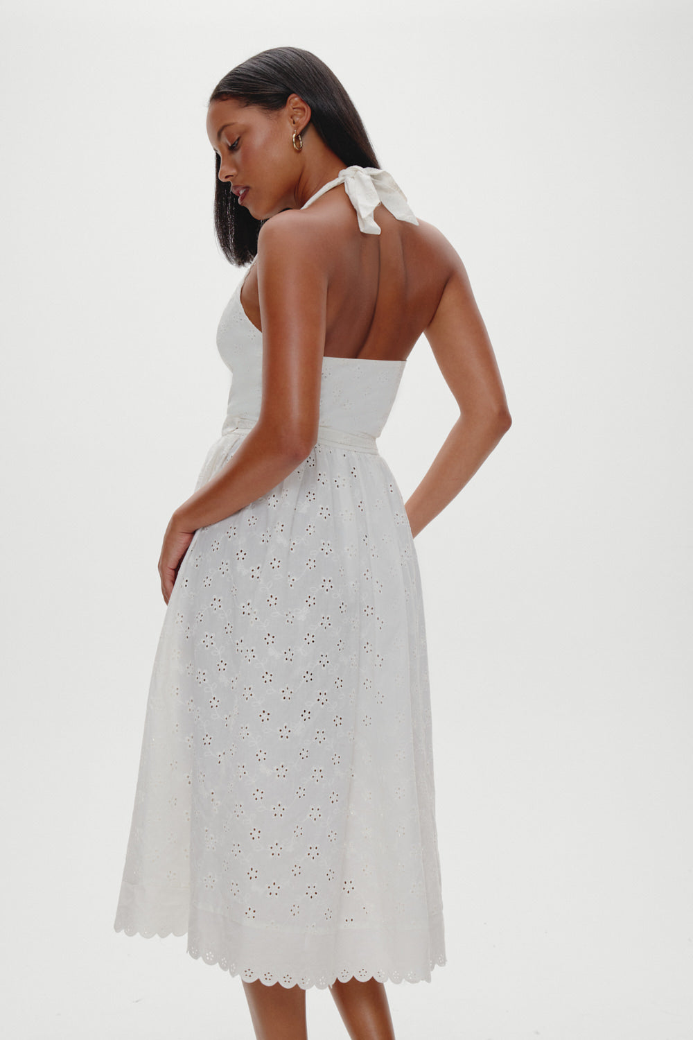 x BELLA HADID Fort Worth Fairy Midi Dress  Salt Air Eyelet