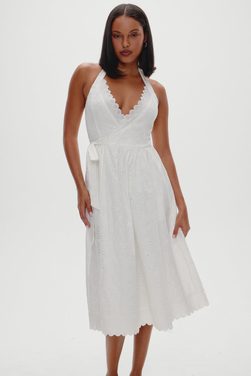 x BELLA HADID Fort Worth Fairy Midi Dress  Salt Air Eyelet
