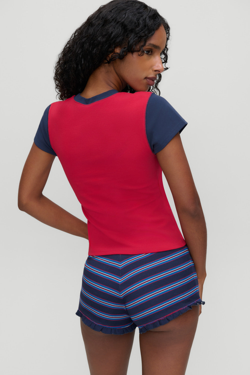 Game Day Cotton Ribbed Shorts  Schoolhouse Stripe