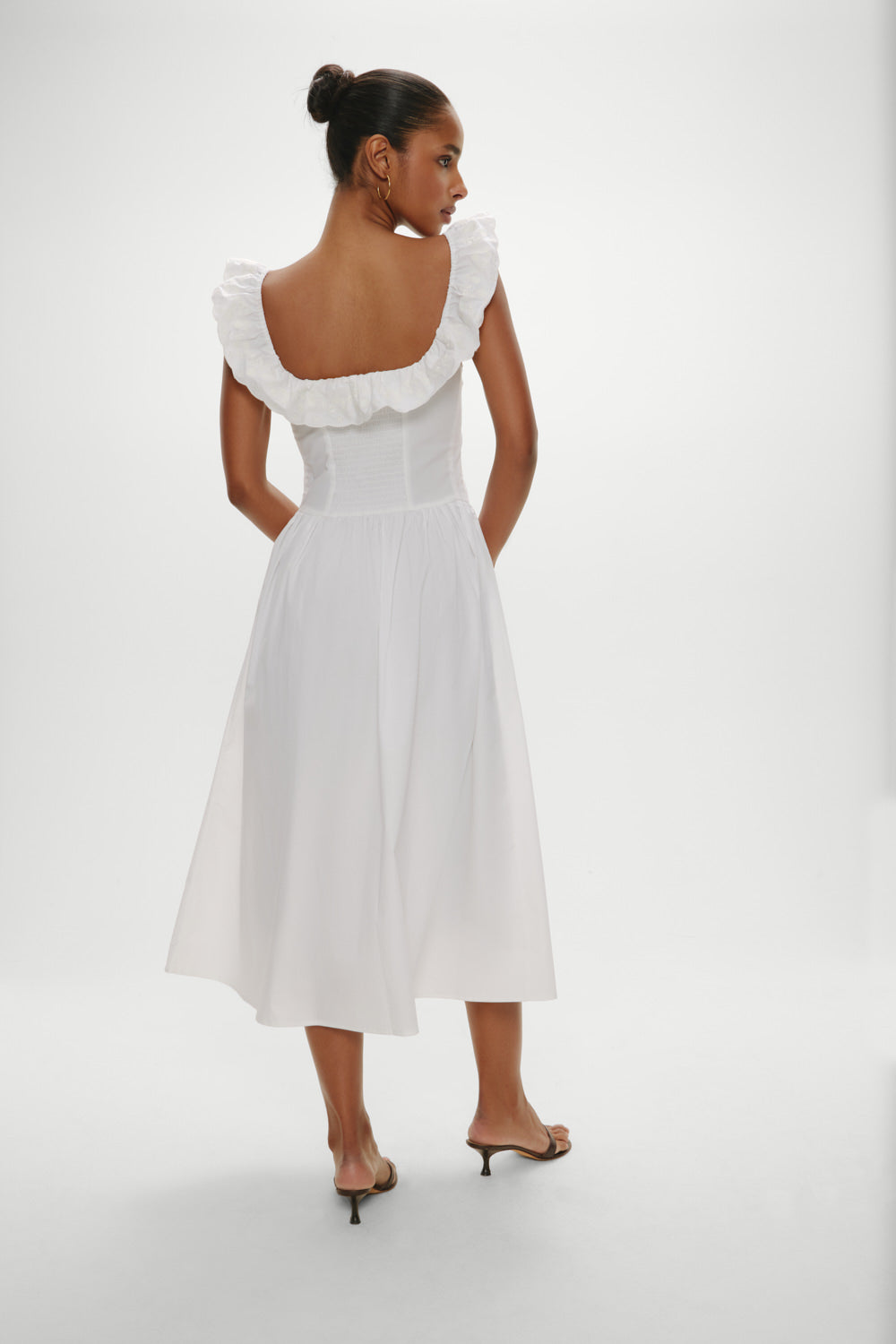 Georgia Cotton Embroidered Midi Dress - Angel's Meadow