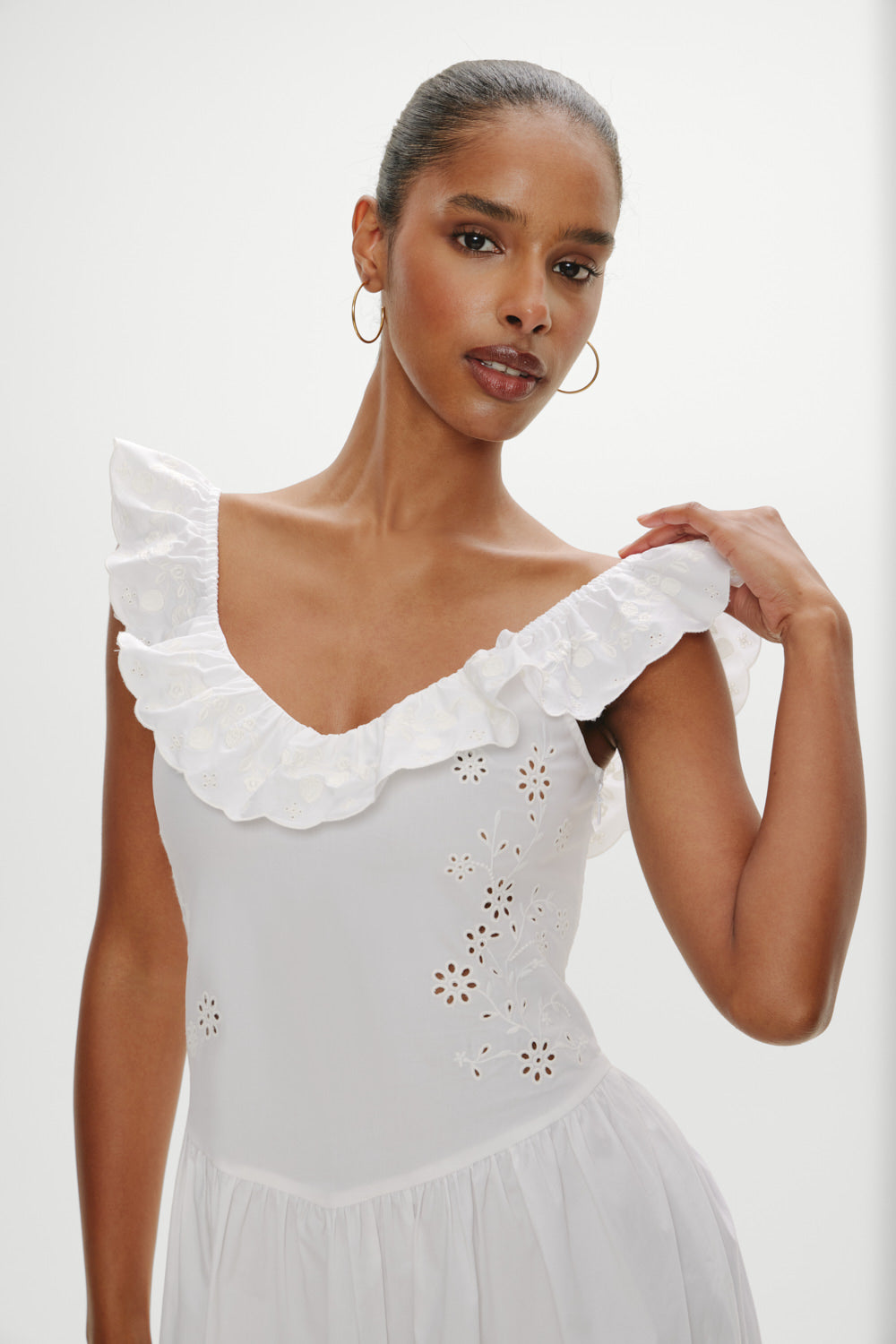 Georgia Cotton Embroidered Midi Dress - Angel's Meadow