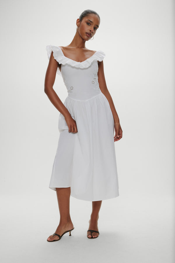 Georgia cotton embroidered midi dress -  angel's meadow