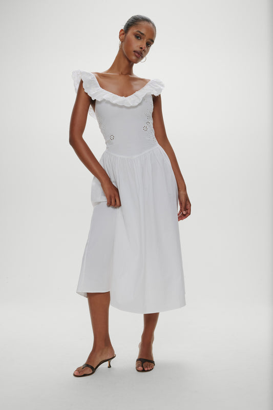 Product--Georgia Cotton Embroidered Midi Dress - Angel's Meadow
