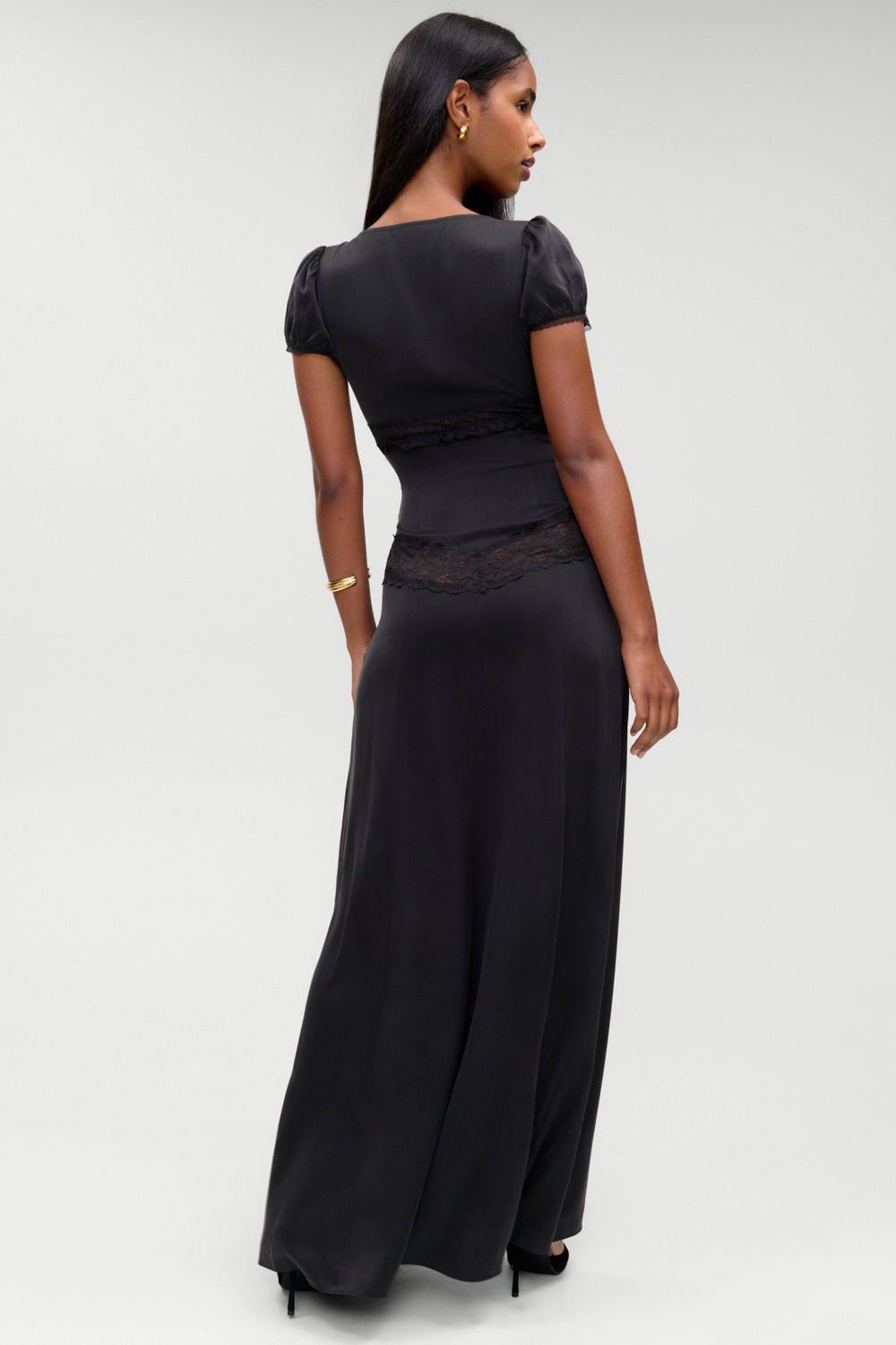 x Devon Lee Carlson Girl Next Door Silk Maxi Dress  Noir