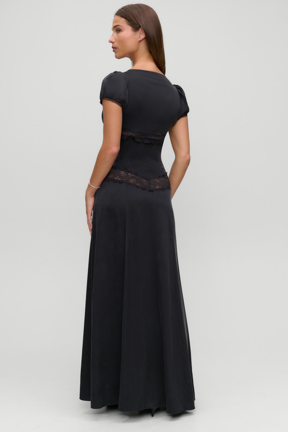 x Devon Lee Carlson Girl Next Door Silk Maxi Dress  Noir