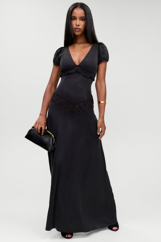 Product--x Devon Lee Carlson Girl Next Door Silk Maxi Dress - Noir