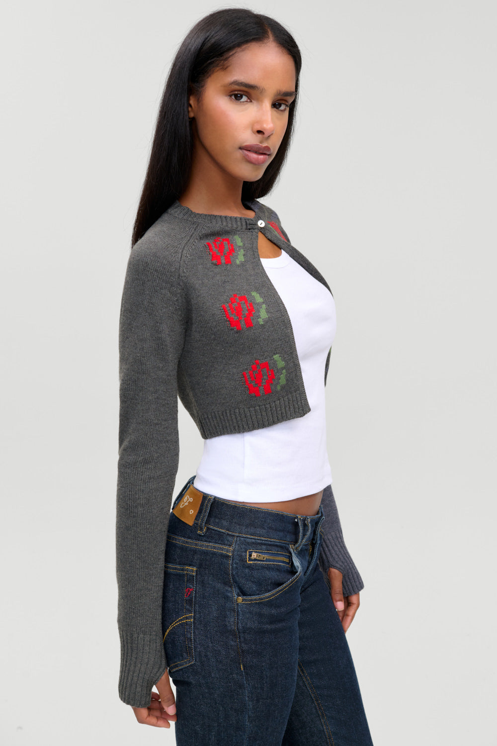 Grace Cropped Knit Cardigan  Smoky Rose