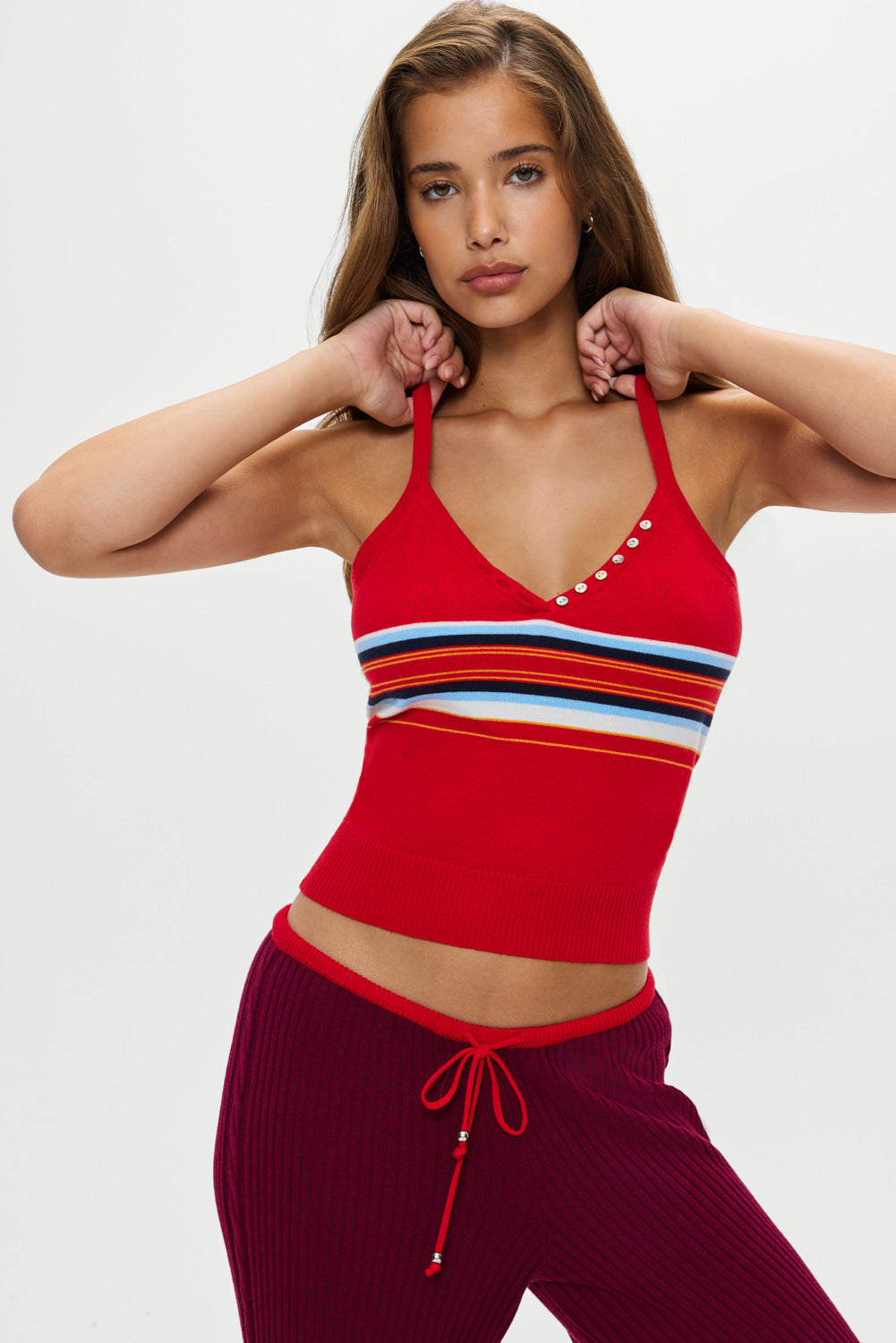 Graham Knit Tank  Ember Stripe