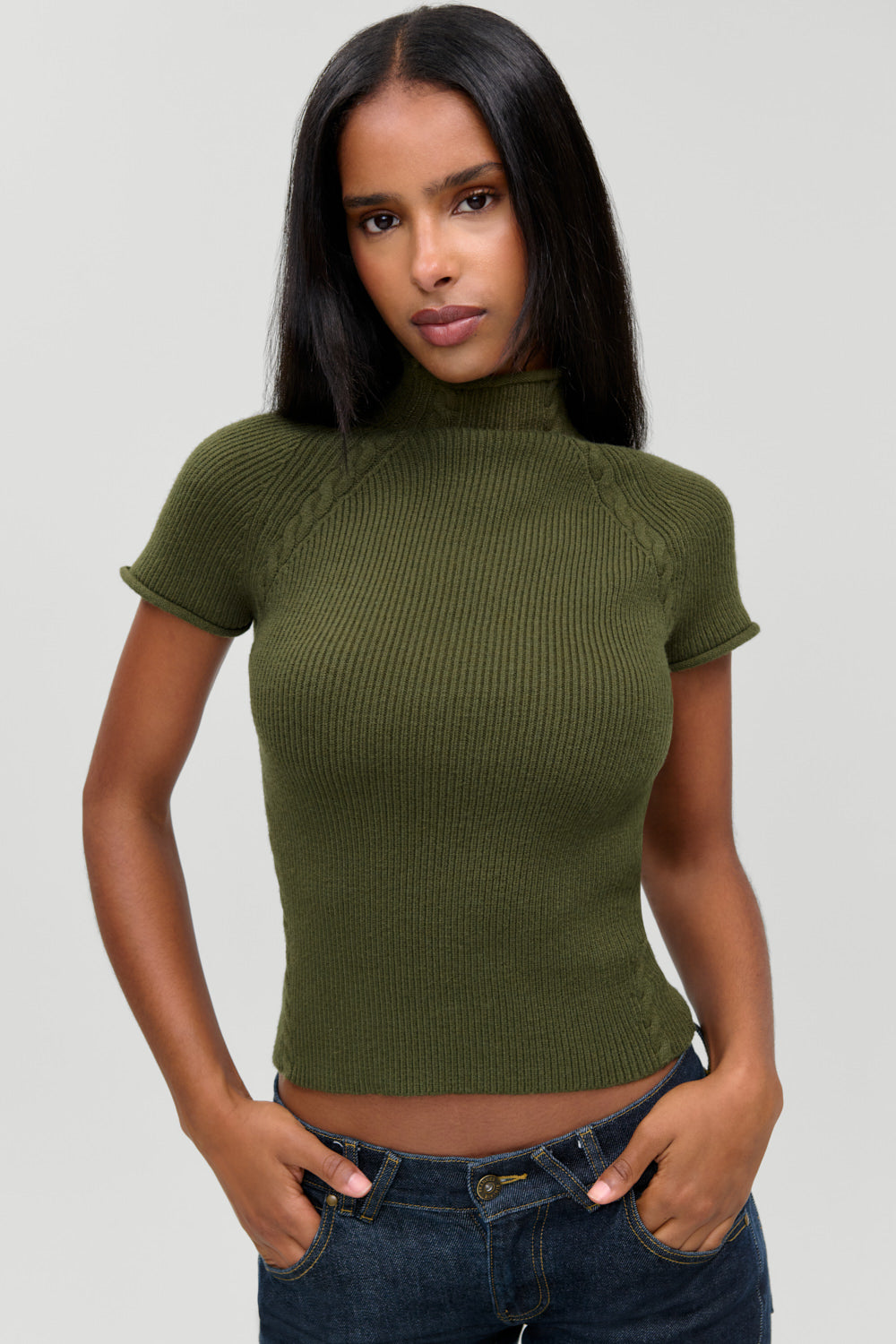 Harmony Cloud Knit Mockneck Top  Alpine