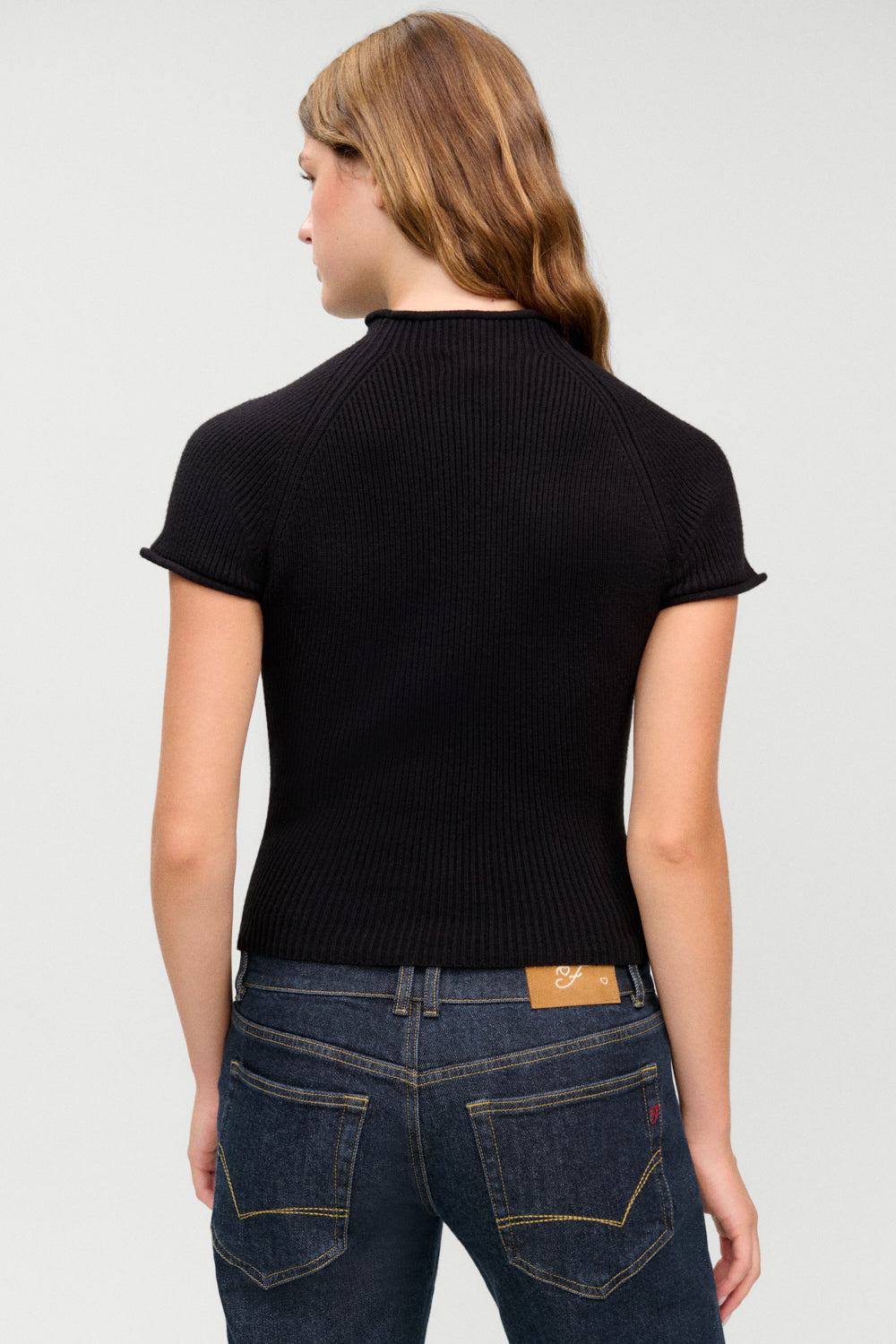 Harmony Cloud Knit Mockneck Top  Black