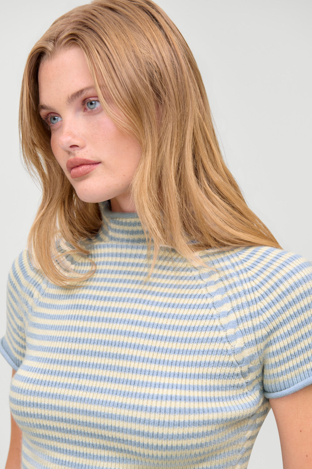 Harmony Cloud Knit Mockneck Top  Hazy Stripe