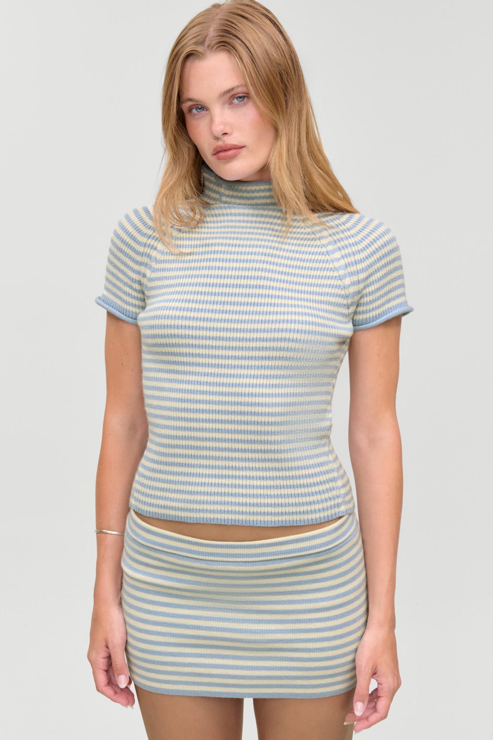 Harmony Cloud Knit Mockneck Top  Hazy Stripe