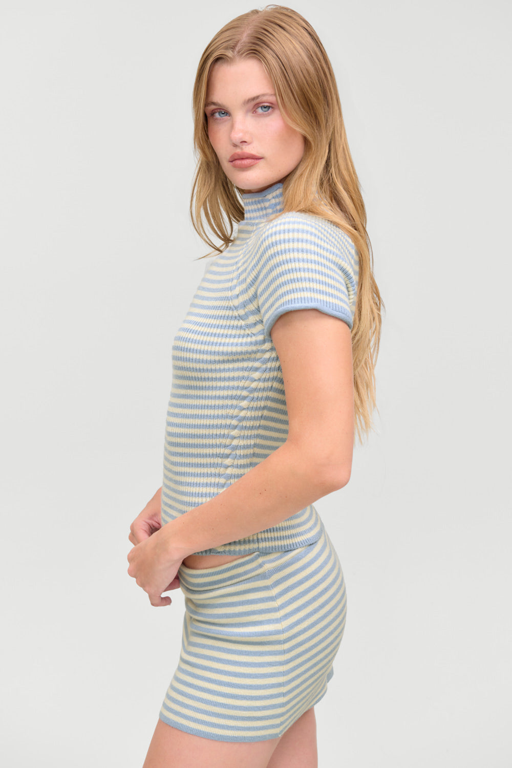 Harmony Cloud Knit Mockneck Top  Hazy Stripe