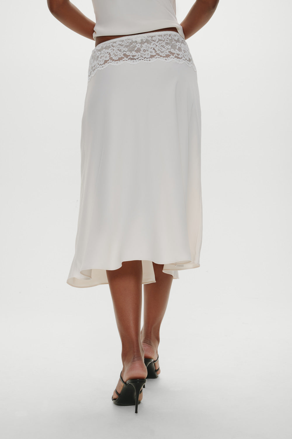 Harper Satin Lace Midi Skirt  Heaven