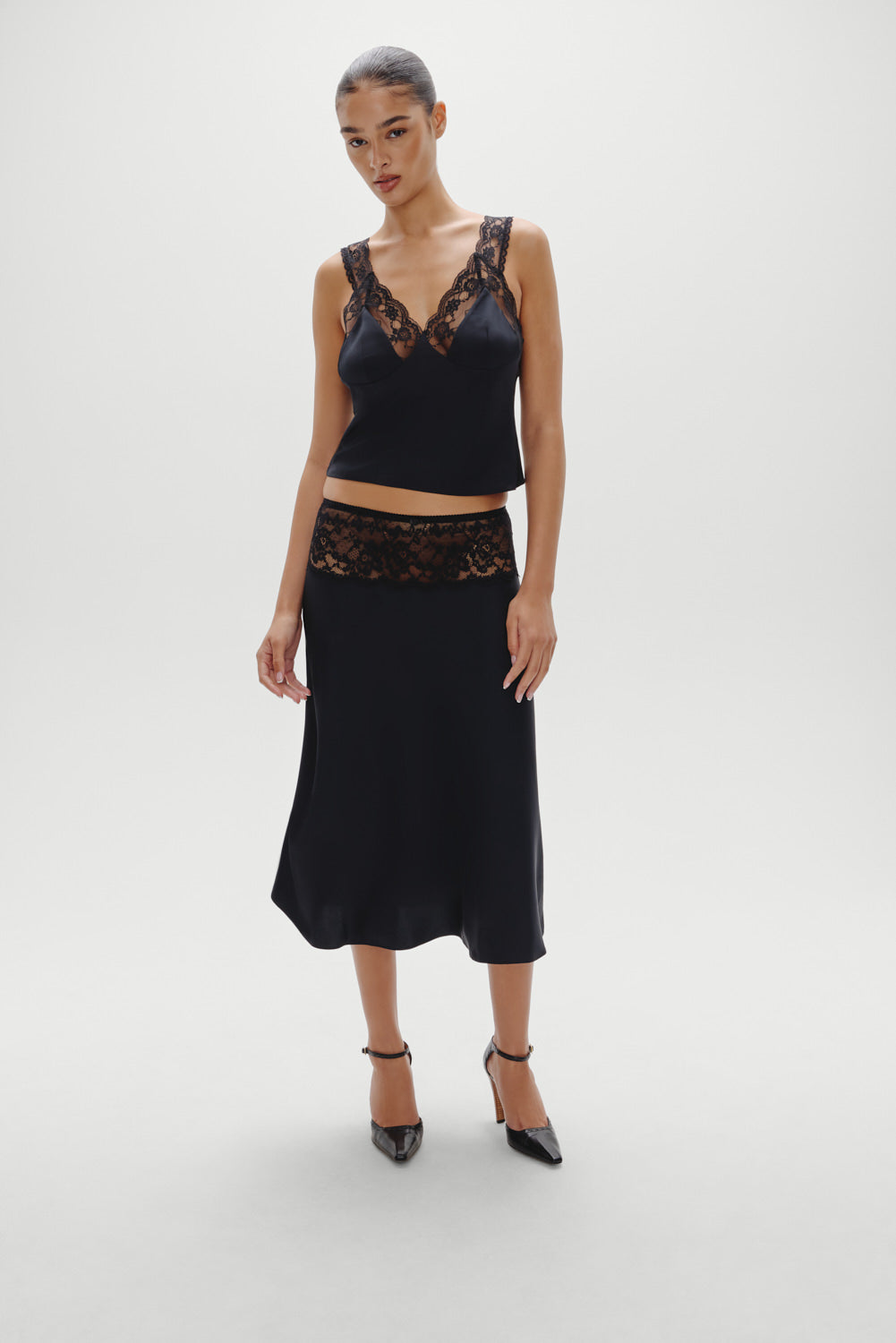 Harper Satin Top  Black