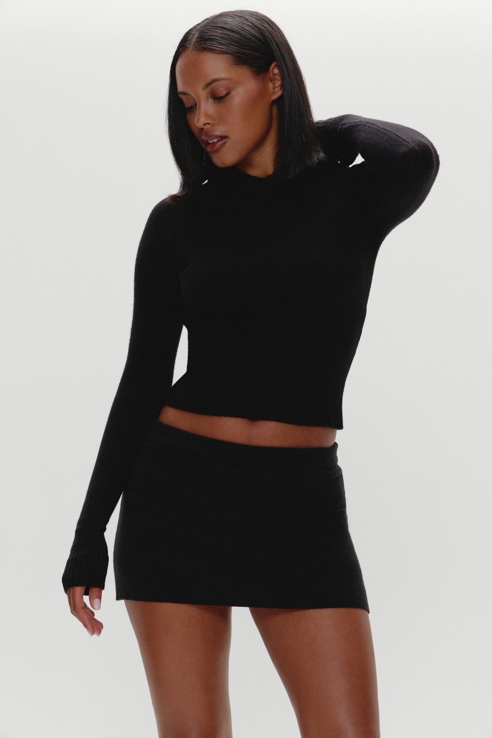 Hazel Knit Hoodie  Black