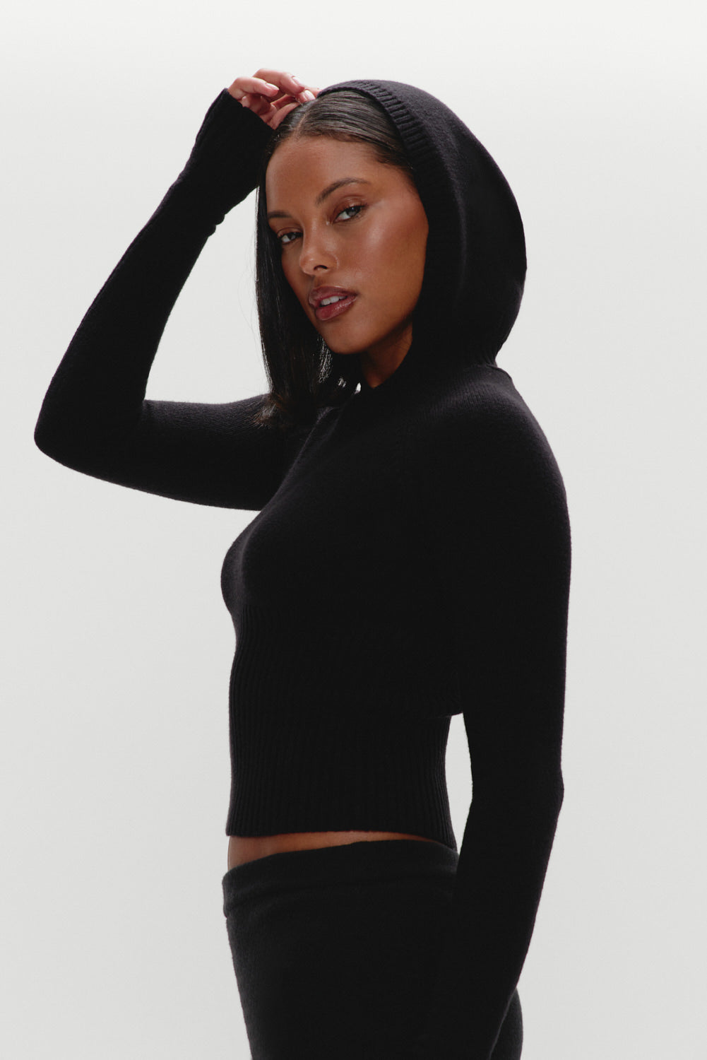 Hazel Knit Hoodie  Black