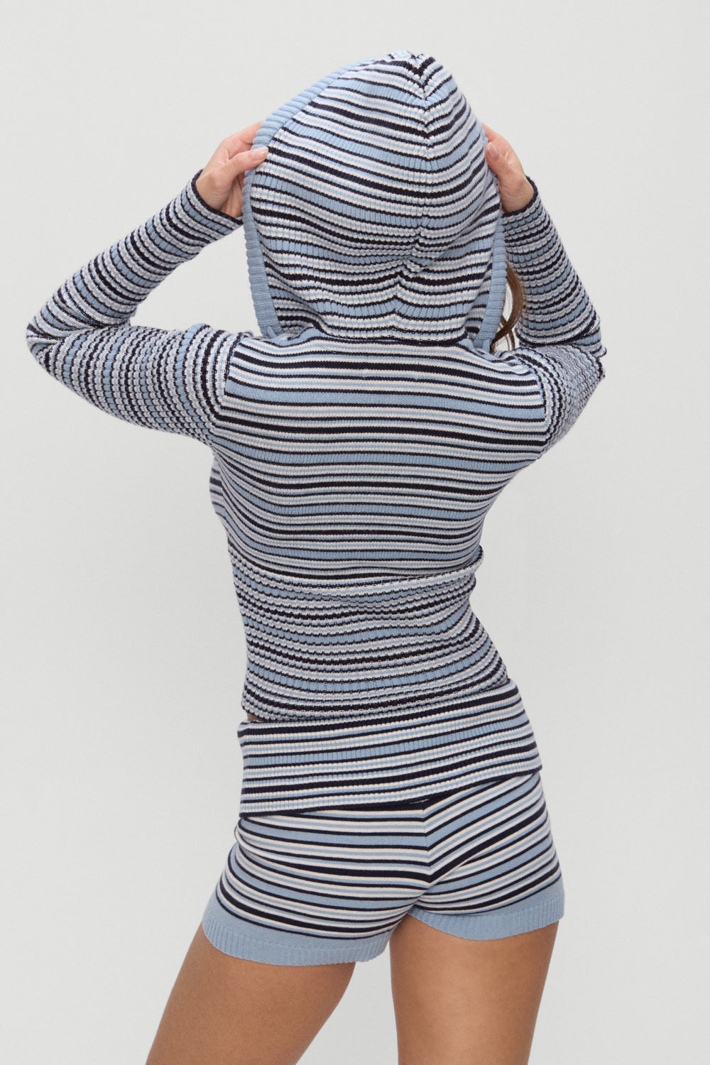 Heritage Knit Zip Up Hoodie  Blueberry Stripe