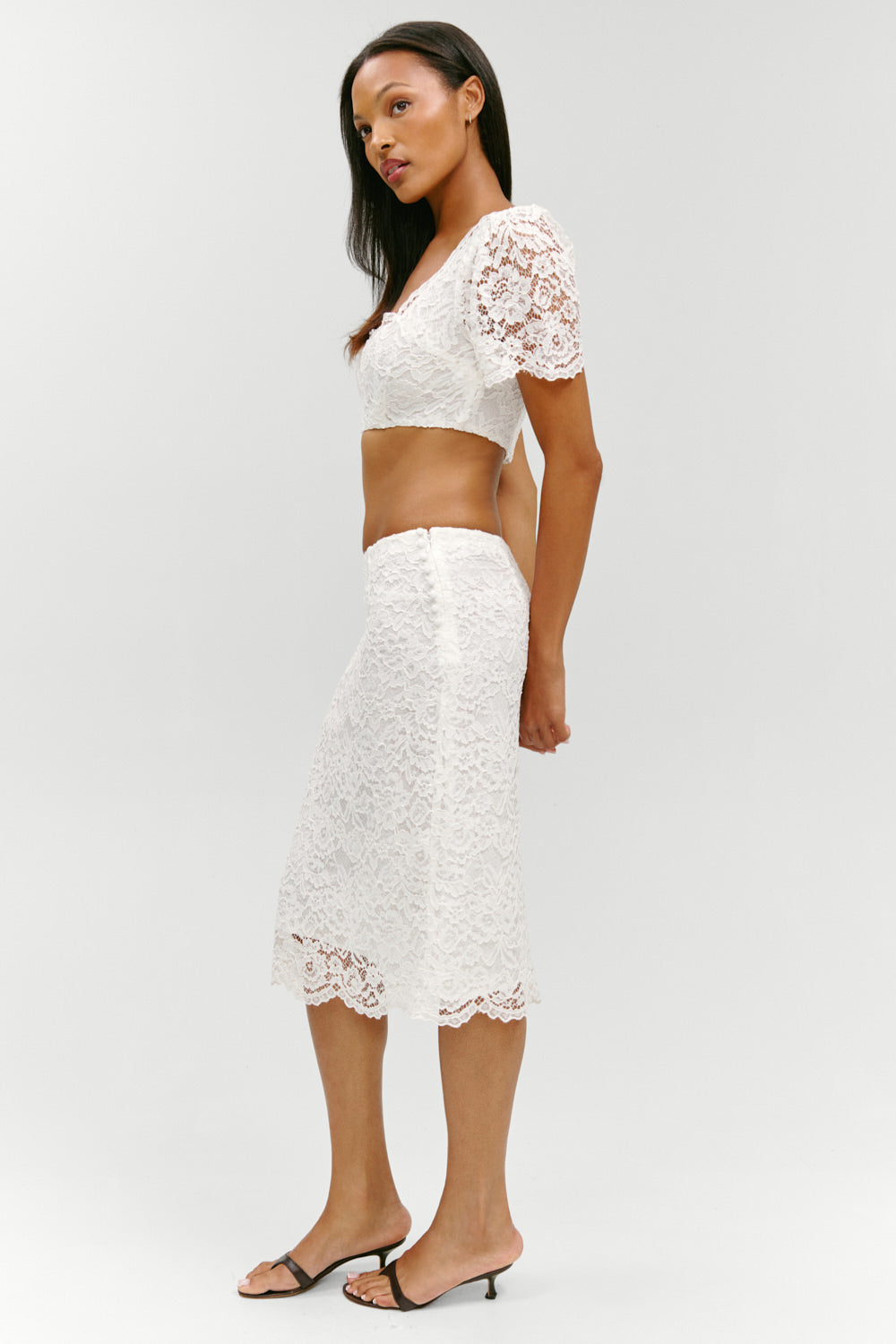x Paige Lorenze Honeymoon Lace Midi Skirt  Sunday Ceremony