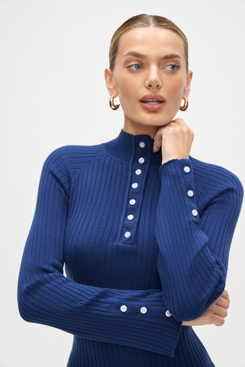 Isla Long Sleeve Mini Dress - Midnight Blue Midnight Blue / XL Isla Long Sleeve Mini Dress - Midnight Blue Midnight Blue / XL