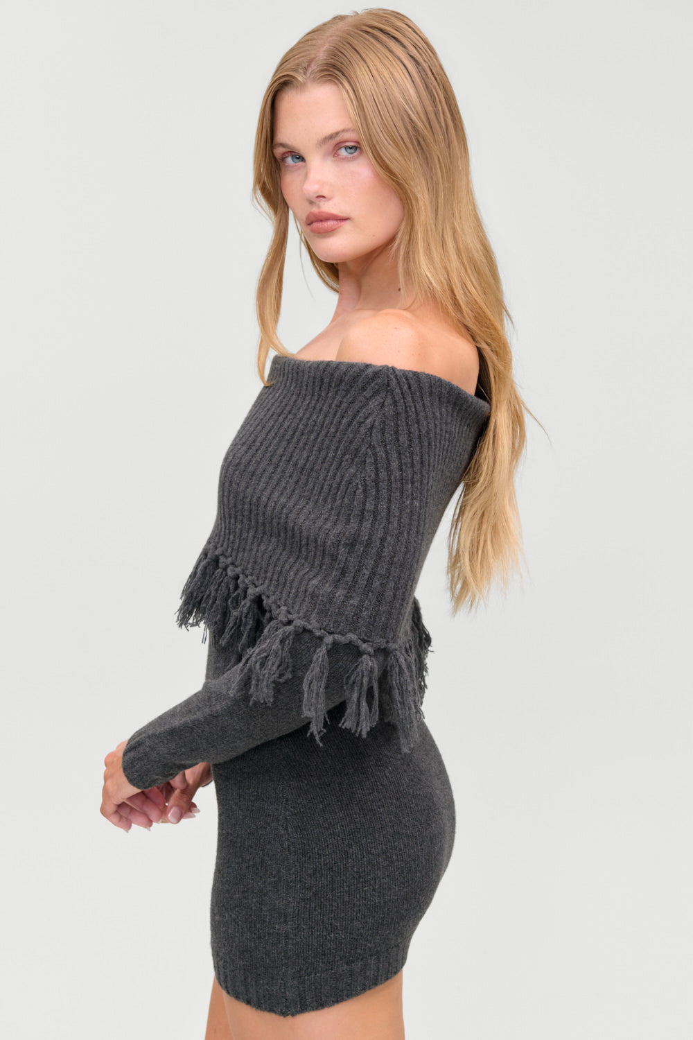 Jane Sweater Mini Dress  Winter Skies