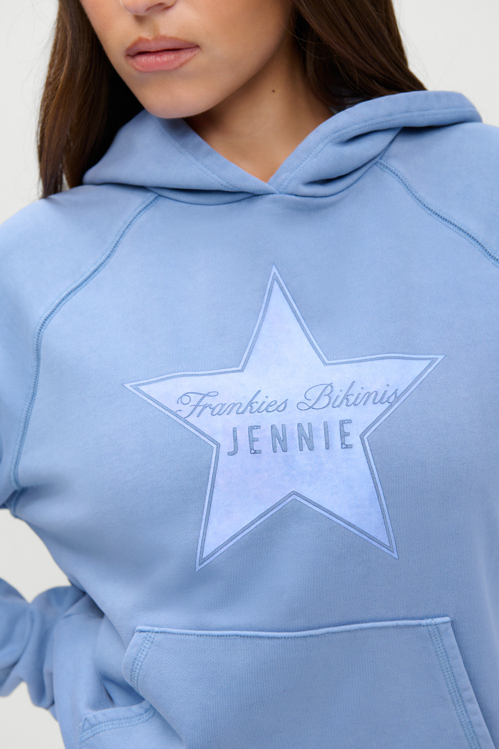 x JENNIE Jane Cropped Terry Hoodie  Jennie Blue