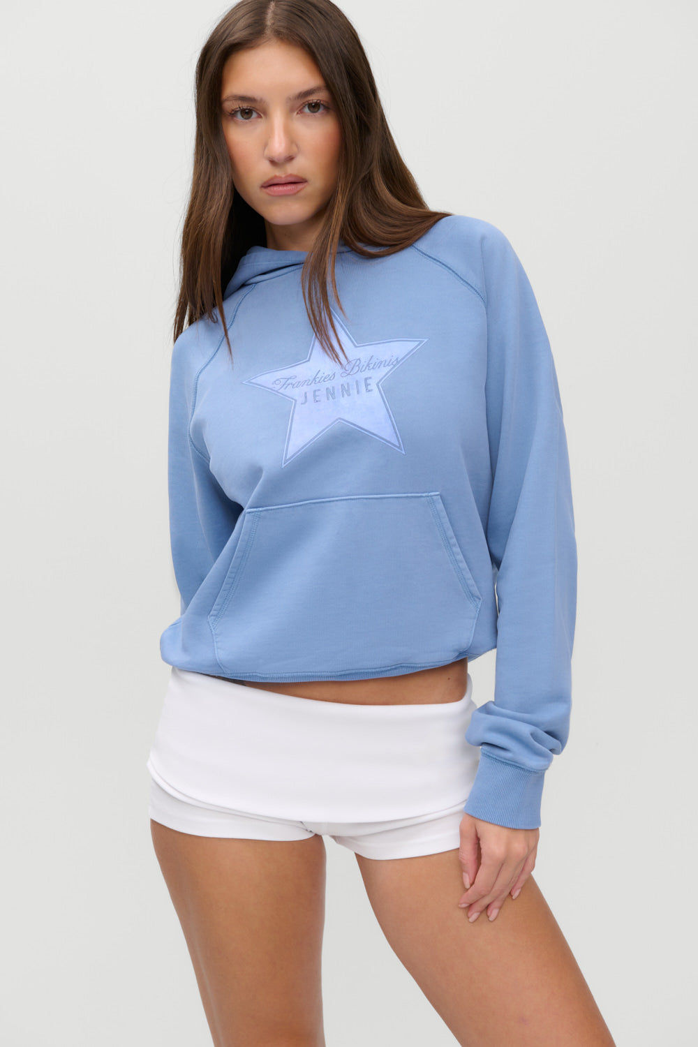 x JENNIE Jane Cropped Terry Hoodie  Jennie Blue