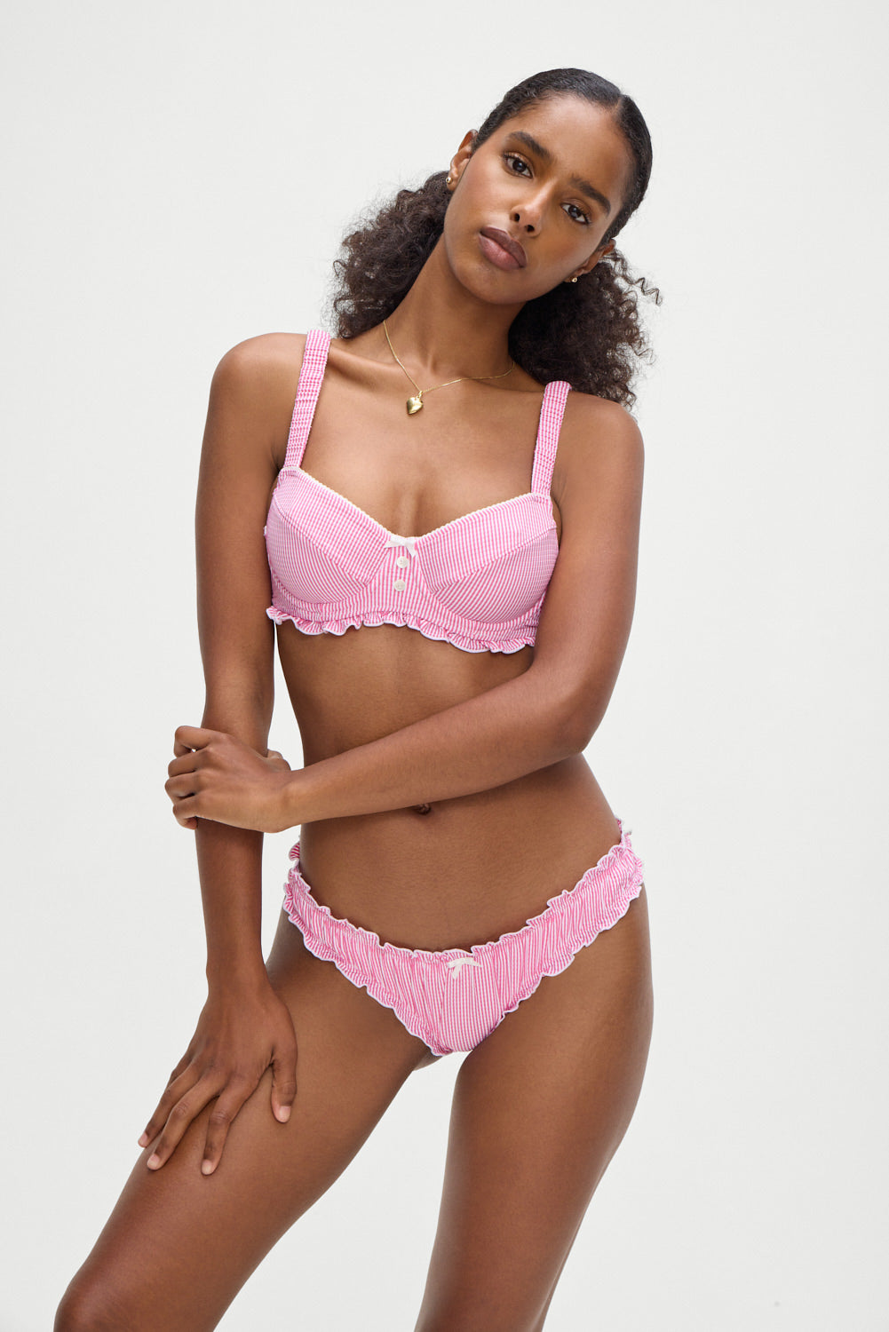 Jane Underwire Bikini Top  Pink Stripe