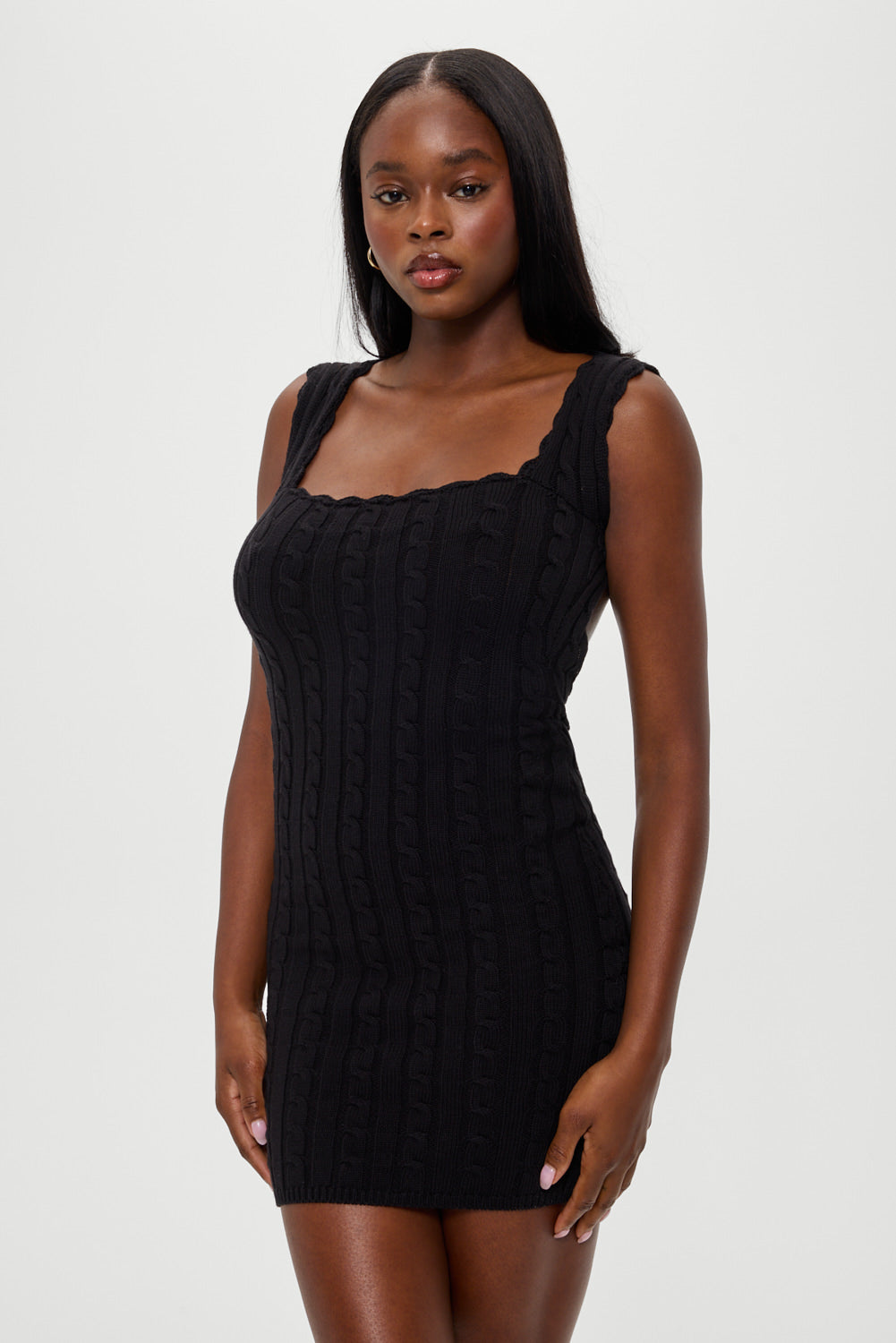 Jules Knit Backless Mini Dress  Black