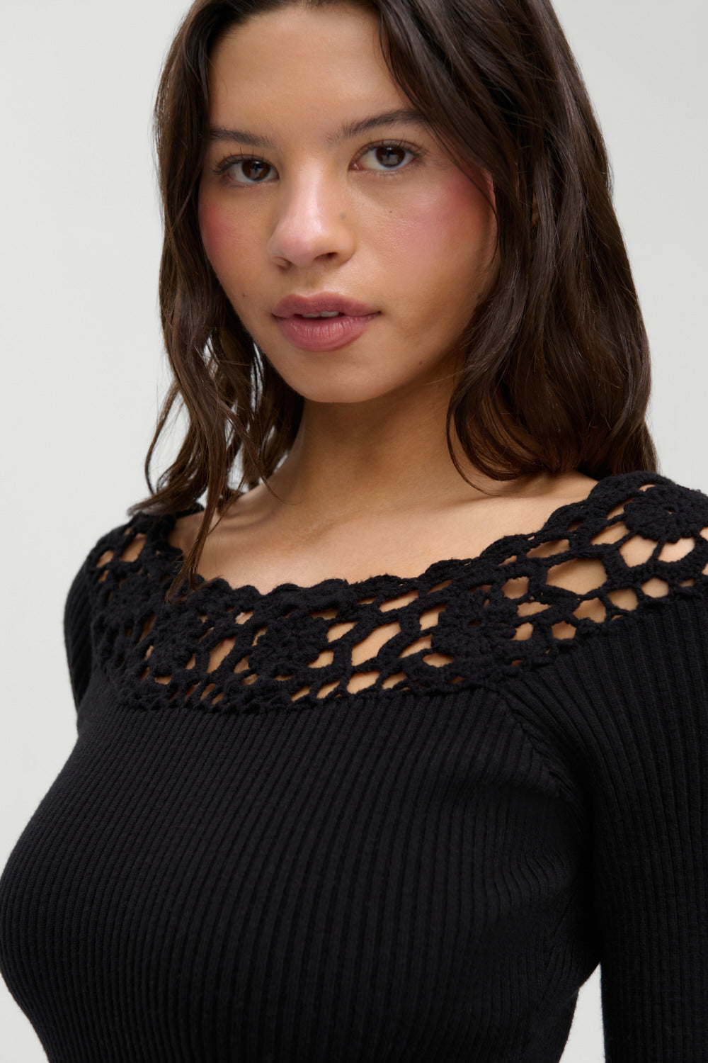 Frankies Bikinis - Kaia Crochet Knit Mini Dress - Black Frankies Bikinis - Kaia Crochet Knit Mini Dress - Black