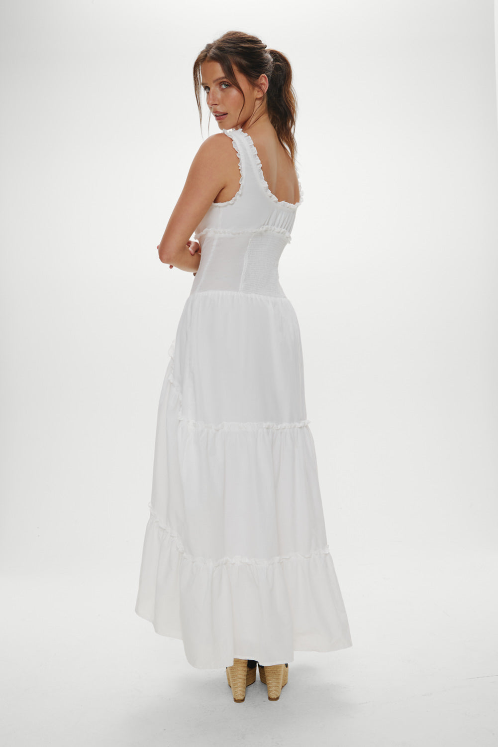 Frankies Bikinis - Keepsake Cotton Ruffle Maxi Dress Frankies Bikinis - Keepsake Cotton Ruffle Maxi Dress
