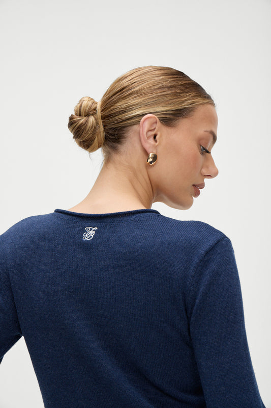 Product-Hover--Kennedy Cotton Knit Sweater Malibu in Navy Blue 