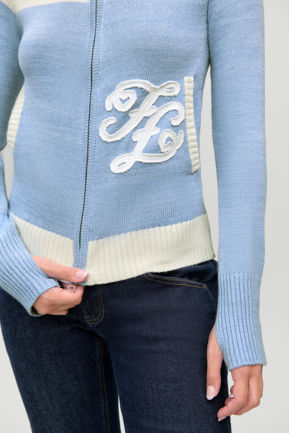 Kingston Cotton Knit Zip Up  Heavenly Blue