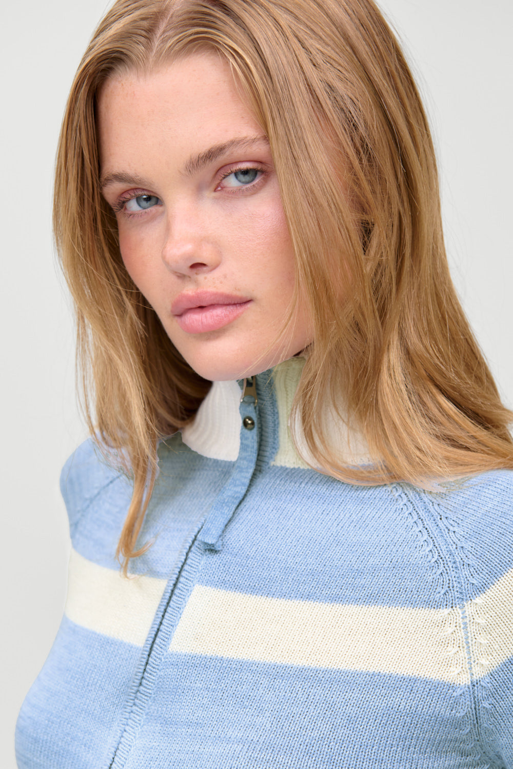 Kingston Cotton Knit Zip Up  Heavenly Blue