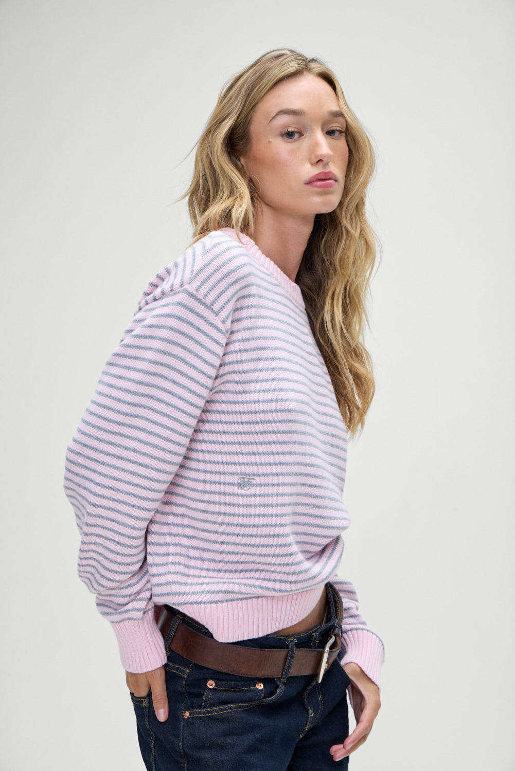 Kip Oversized Sweater  Rosewater Stripe