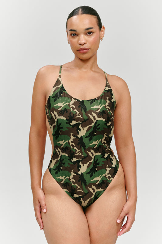 Product-Hover--x KHY La Plage Foil One Piece Swimsuit - Camo