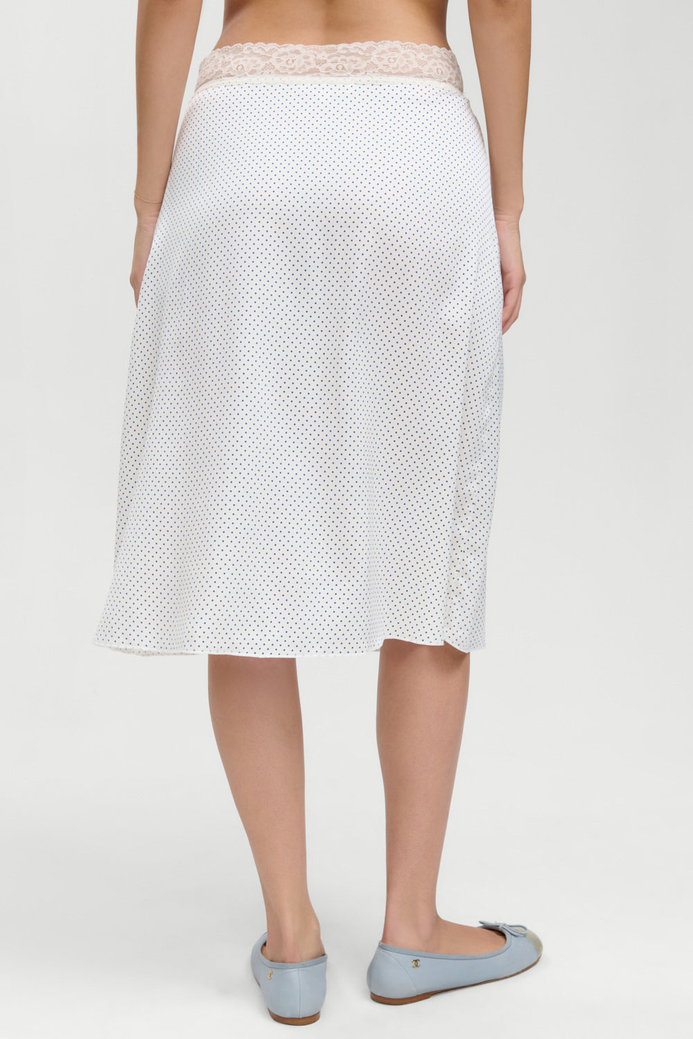 Laura Silk Midi Skirt  French Pearl