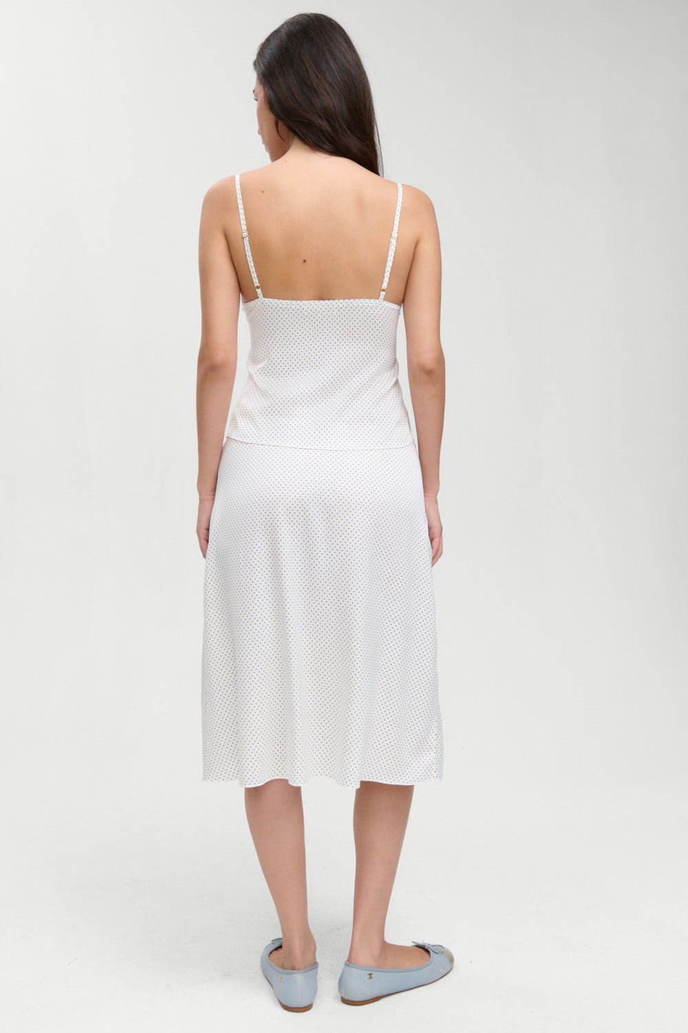 Laura Silk Midi Skirt  French Pearl