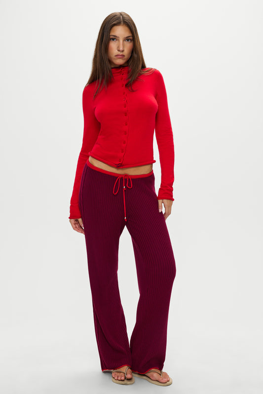 Product-Hover--Leo Knit Button Up Cardigan - Ember