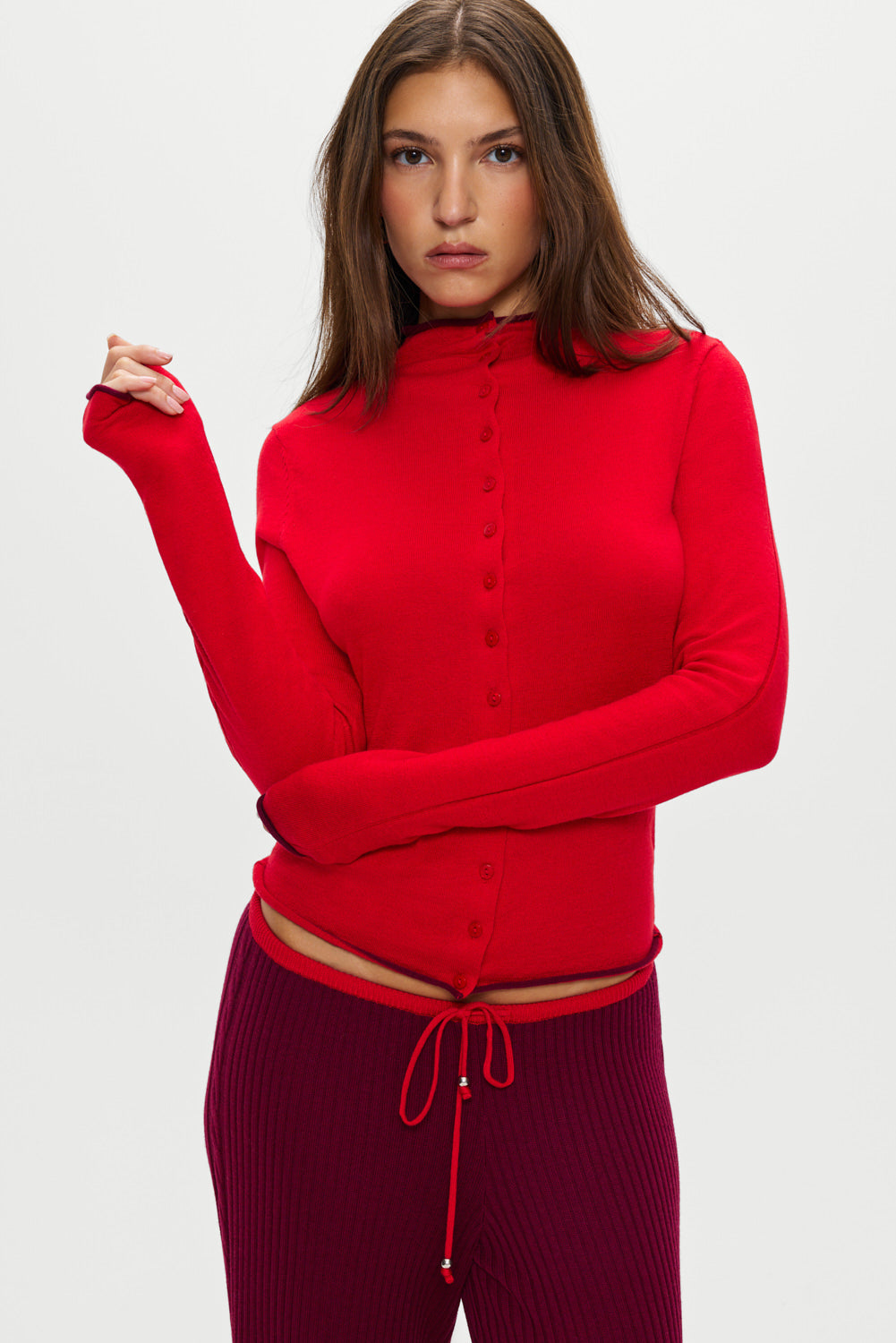 Leo Knit Button Up Cardigan  Ember