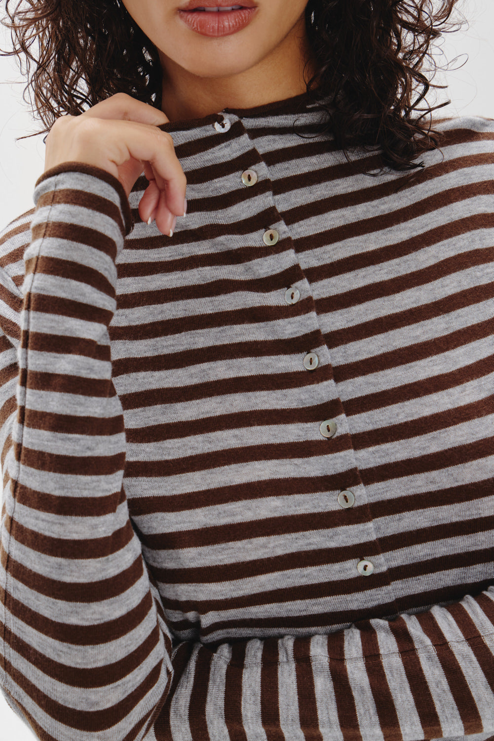 Leo Knit Button Up Cardigan - Pebble