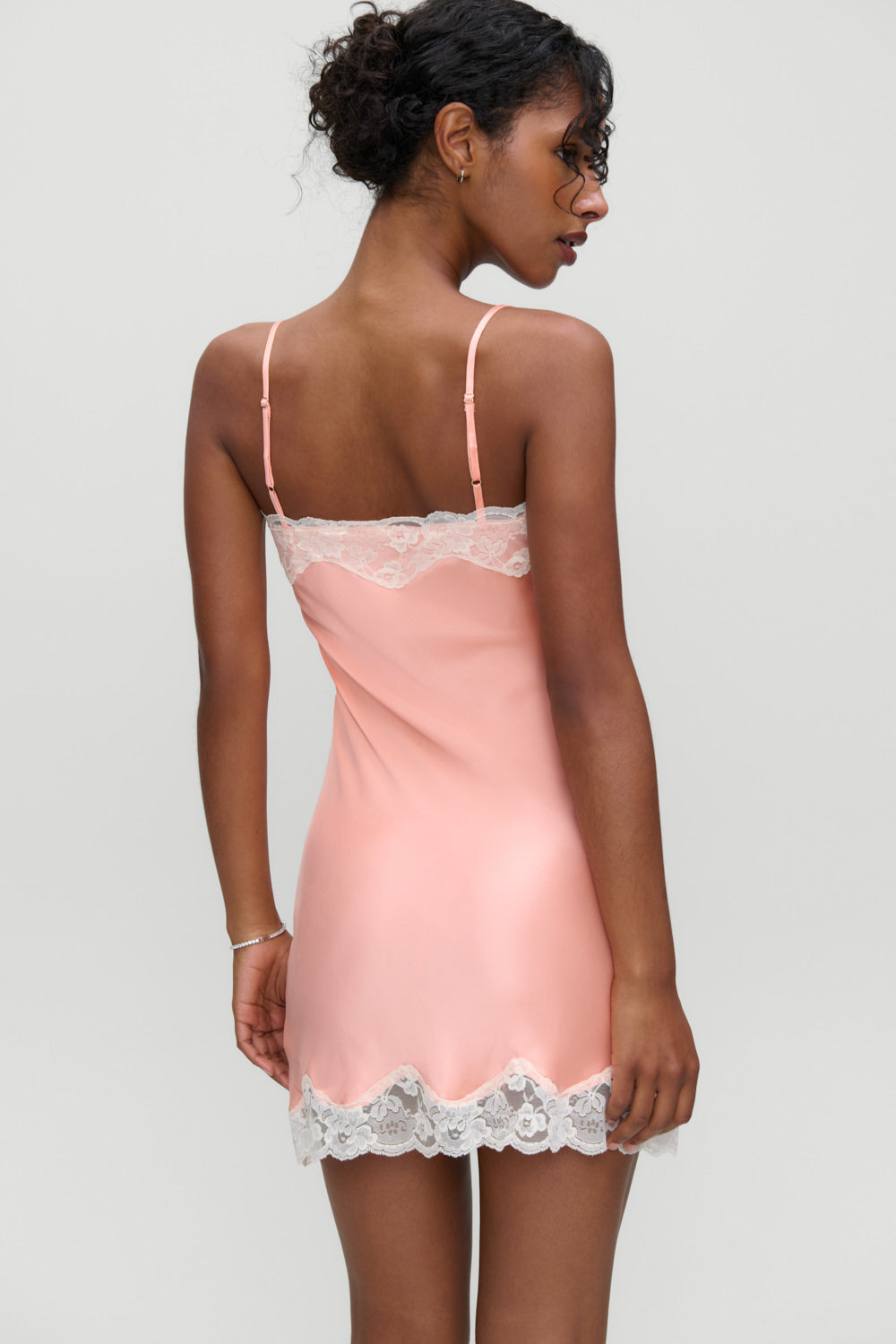 x Devon Lee Carlson Liz Silk Slip Dress  Sunrise Peach